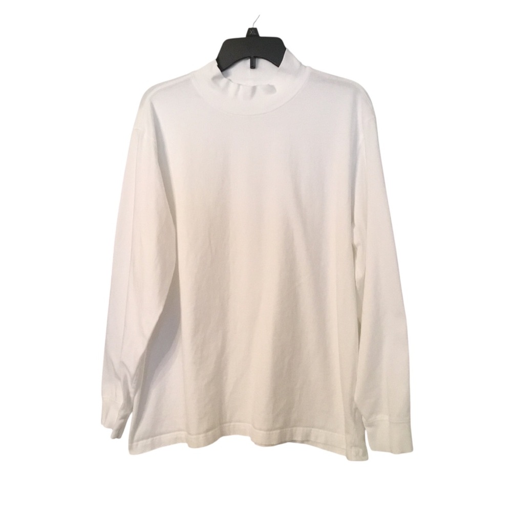 Lands End White Long Sleeve Turtleneck Top